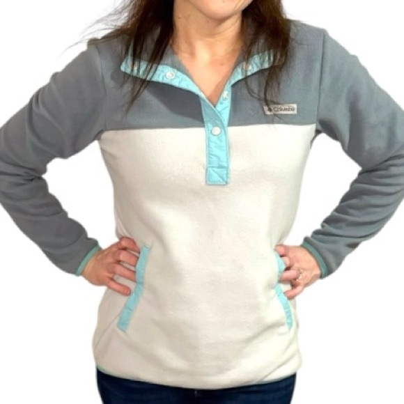 SALE! Columbia Fleece Sweatshirt - Size Small - Like New - Gray, Quarter Snap Up - Picture 4 of 14